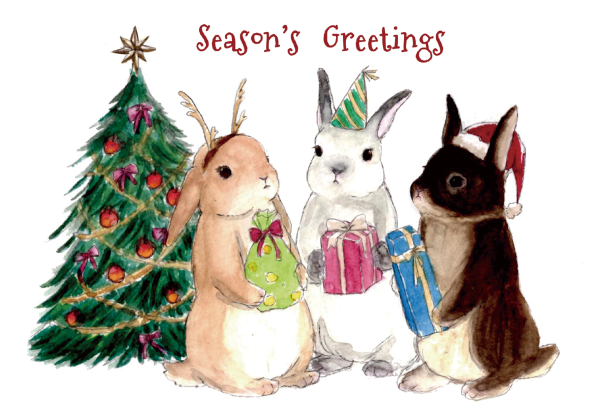 KRAFT PAPER BAG -Season's Greetings ver.-  うさぎパーティー（6セット）