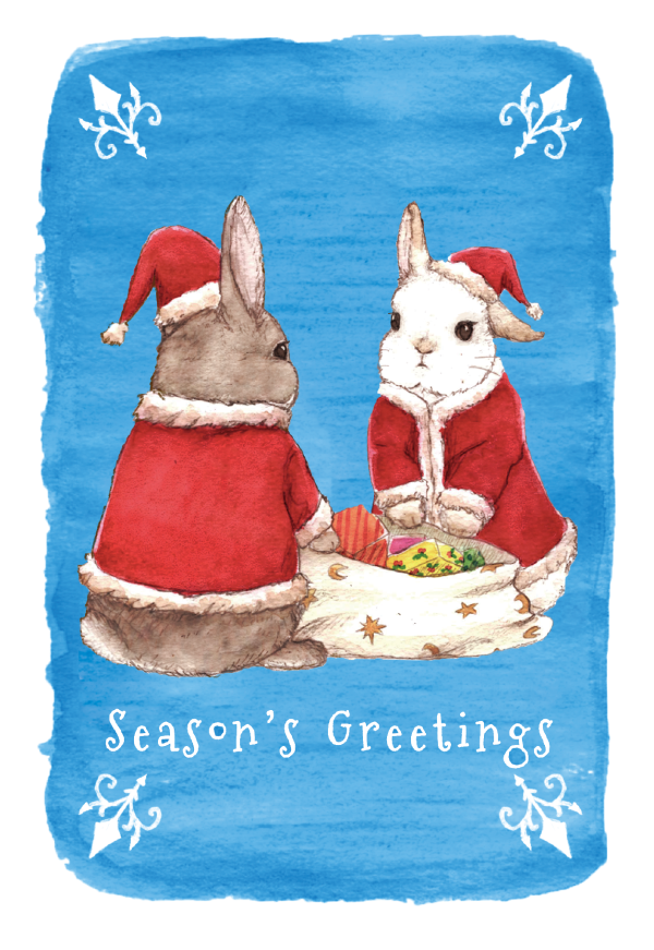 KRAFT PAPER BAG -Season's Greetings ver.-  うさぎサンタ（6セット）