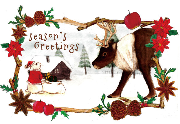 KRAFT PAPER BAG -Season's Greetings ver.- トナカイとうさぎ（6セット）