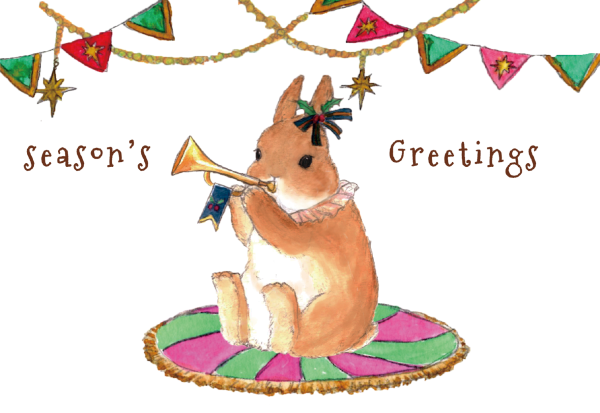 KRAFT PAPER BAG -Season's Greetings ver.-  ラッパとうさぎ（6セット）