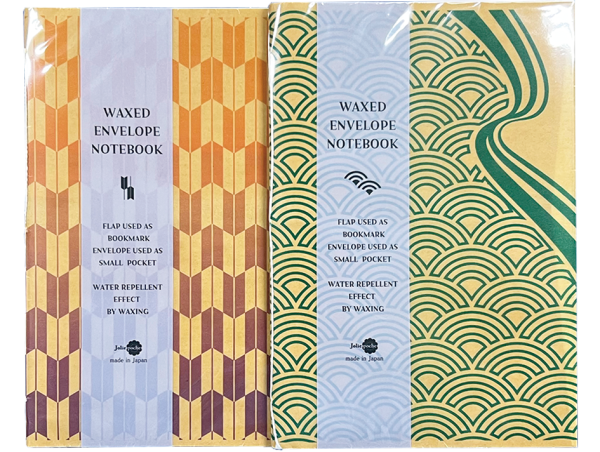 WAX ENVELOPE NOTEBOOK 2Book set  YAGASURI×SEIGAIHA(yellow-purple×green)　(6セット）