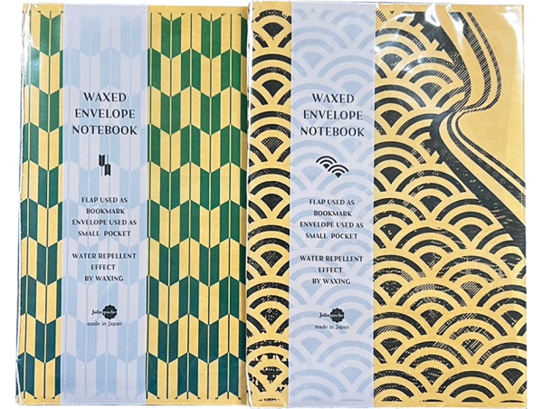 WAX ENVELOPE NOTEBOOK 2Book set  YAGASURI×SEIGAIHA(green-blue×pop black)　(6セット）