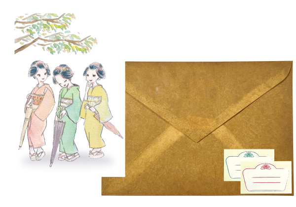 POST CARD＆WAX ENVELOPE　まいこさん（6セット） - 画像 (2)