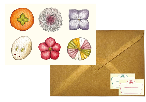 POST CARD＆WAX ENVELOPE　ねりきり（6セット） - 画像 (2)