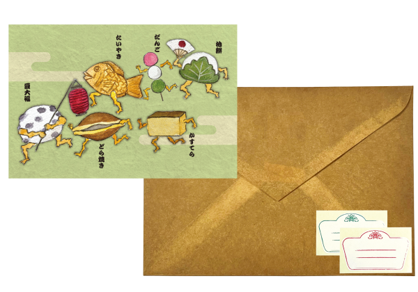 POST CARD＆WAX ENVELOPE　和菓子妖怪（6セット） - 画像 (2)