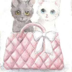 GREETING CARD&WAX ENVELOPE　ねこ鞄 （6セット）