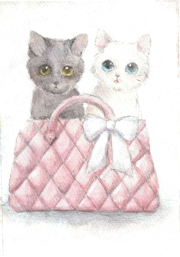 GREETING CARD&WAX ENVELOPE　ねこ鞄 （6セット）