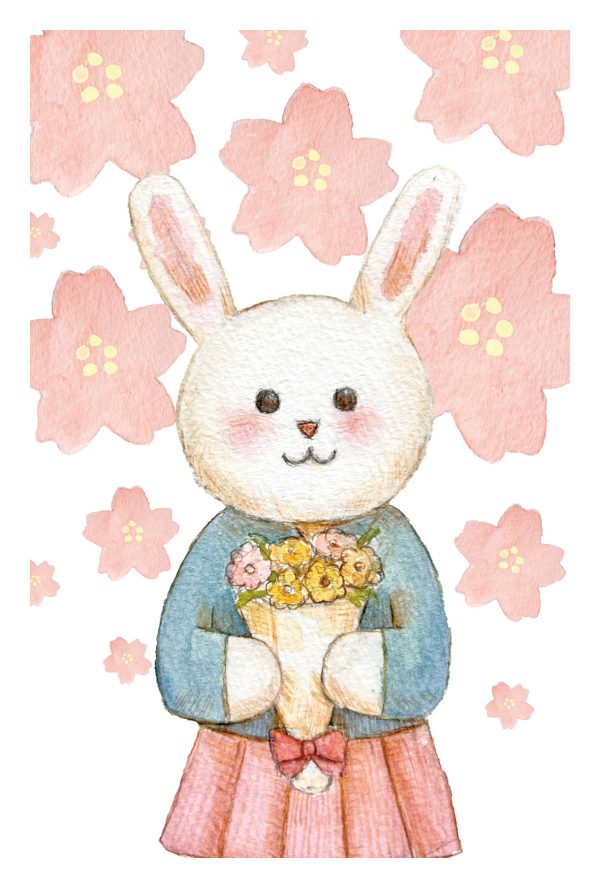 POST CARD  桜ウサギ（1枚入り×６セット）