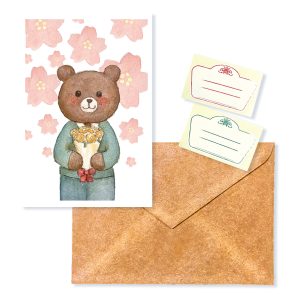POST CARD＆WAX ENVELOPE  桜クマ（1枚入り×６セット）