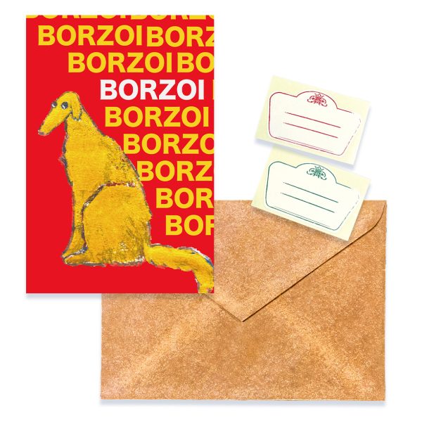 POST CARD＆WAX ENVELOPE　ボルゾイ（6セット） - 画像 (2)