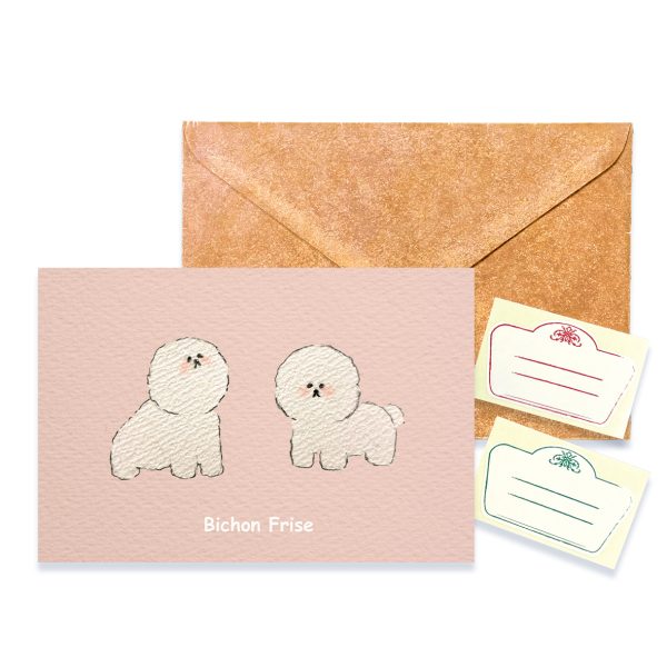 POST CARD＆WAX ENVELOPE　ビションフリーゼ（6セット） - 画像 (2)