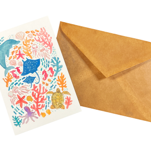POST CARD  ＆WAX ENVELOPE海テキスタイル（1枚入り×６セット）